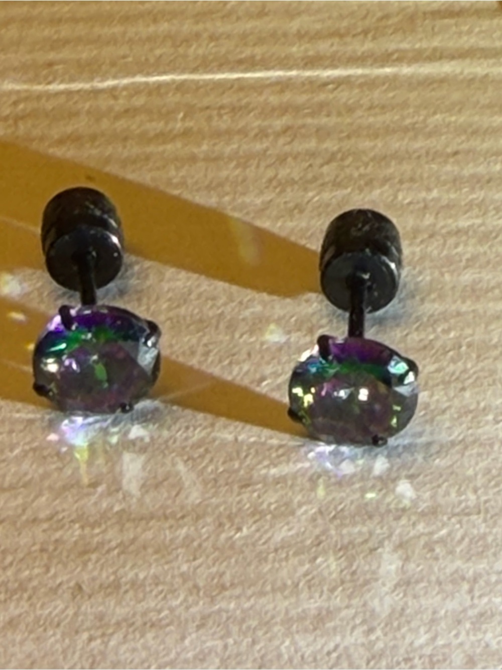 Iridescent CZ Dark Crystal Stud Earrings - Subiceto